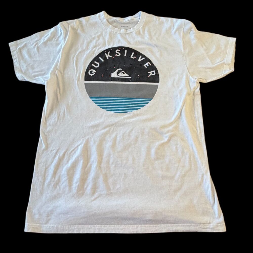 Men's Quiksilver Large White Short Sleeve T-Shirt 100% Cotton